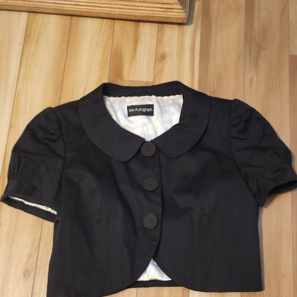 Marks & Spencer Autograph, Black Short Sleeve Cropped Jacket